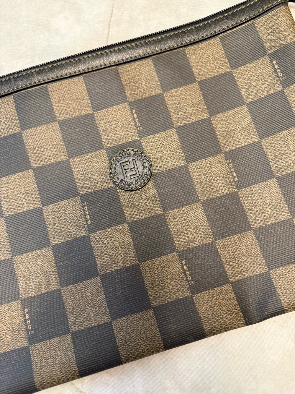 Fendi Brown Checkered Logo Bag